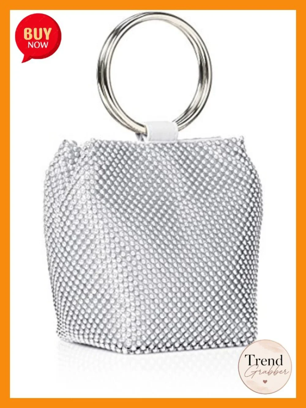 Mesh Ring Wristlet Clutch with Removable Chain Shoulder Strap